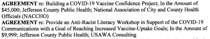 BoCC June 22 minutes excerpt showing NACCHO and USAWA items